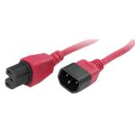 RackPower CM1CH050R 10A C14 to C15 Cable - 50cm - Red 120C High Temp Socket - 1mm2 - Rubber