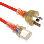 RackPower CM1NC750M 10A 3-Pin to C13 Cable - 7.5m - Orange Clear Plug - Clear Socket - 1mm2 - PVC