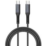 RockRose Powerline Pro 1m USB-C to USB-C Cable - 3A 100W Max Fast Charging - Kevlar Fiber Braided Cord , 70KG Tension Resitance , 10000+ Plug & Pull Metal Casing , 5000 Bending test