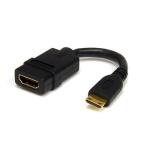 StarTech.com HDACFM5IN 13cm Mini HDMI to HDMI Adapter - 4K High Speed HDMI Adapter - 4K 30Hz Ultra HD High Speed HDMI Adapter - HDMI 1.4 - Gold Plated Connectors - UHD Mini HDMI Adapter 4K - Black
