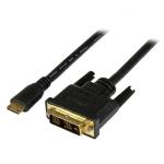 StarTech.com HDCDVIMM1M 1920x1200 Mini HDMI to DVI-D Cable - 1m - Black Mini HDMI to DVI-D Cable - Male to Male - 1 meter Mini HDMI to DVI Cable - 19 pin HDMI (C) Male to DVI-D Male - 1920x1200 Video