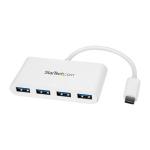 StarTech HB30C4ABW 4 Port USB C Hub with 4x USB-A Ports (USB 3.0 SuperSpeed 5Gbps) - USB Bus Powered - Portable/Laptop USB-C to USB-A Adapter Hub - USB 3.1 Gen 1/USB 3.2 Gen 1 Type-C Hub - White