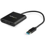 StarTech.com USB32HD2 USB to HDMI Adapter - USB to Dual HDMI Adapter - USB3.0 to HDMI - External Video Card - 4K - Use this USB adapter to connect two independent HDMI displays to a single USB port