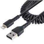 StarTech.com RUSB2ALT1MBC USB 2.0 - 480Mbps USB-A to Lightning Cable - 1m - Black MFi Certified - Coiled - iPhone Charger Cable - Durable TPE jacket - Aramid Fiber - Heavy Duty