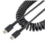 StarTech.com R2CCC-1M-USB-CABLE USB 2.0 - 480Mbps USB-C Cable - 1m - Black Coiled - Heavy Duty - Fast Charge - Sync - USB 2.0 - Rugged Aramid Fiber - Durable Male to Male