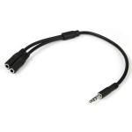 StarTech MUY1MFFS 3.5mm Audio Extension Cable - Slim Audio Splitter Y Cable and Headphone Extender - Male to 2x Female AUX Cable - MUY1MFFS
