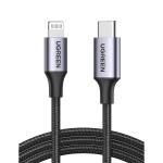 UGREEN US304 MFi PD Fast Charge Lightning To USB-C 2.0 Male Cable - 2M Aluminum case + Nylon braided - Charging & Data Sync - PD fast charge 3A max