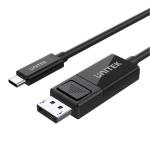 Unitek V1146A 1.8m 8K USB-C to DisplayPort 1.4 Bi-Directional Cable.  Supports HDR10,7.1ChannelSystem, VR & 3D. Plug & Play. Black Colour.