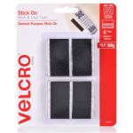 Velcro VEL25558 25mm x 50mm Hook &     Loop Pre-Cut Stick On 6 Pack Surface Tape, Designed for General Purpose Simple and Mess-Free, Attach Light Weight Items up To 500g, Hang and Secure Items, Black