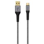 Verbatim Tough Max 65989 Sync & Charge USB Type-C to Type-A Cable 120cm Grey Fortified with DuPont Kevlar 21AWG wire codre Supports QuickCharge 2.0 &3.0