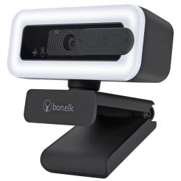 Bonelk USB Webcam Pro LED  Clip On, 1080p (Black)