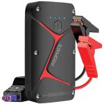 Promate Sparktank-16.blk 12V IP67 Car Jump Starter   with Built-in 16000mAh Powerbank. 80lm LED Flashlight, Damage-free Smart Clamps to Protect against Short Circuits, Micro-USB & USB-C Inputs. 2x USB-A Outputs
