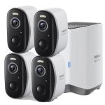 Baseus Security N1 Plus 3MP/2K Outdoor Wire-Free Camera Kit - 4 Pack N1 Plus Camera x4, HomeStation x1 / Expandable Local storage, up to 16TB