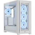Corsair iCUE 5000X RGB QL True White ATX MidTower Gaming Case Tempered Glass, 4 X A-RGB Fan Pre Installed, CPU Cooler Supports Upto 170mm, GPU Supports Upto 420mm, 360mm Radiator Supported, 7+2 (Vertical) X PCI Slots, Front I/O: 2X USB, 1X
