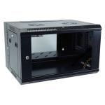Dynamix RSFDS6-450 6RU Universal Swing Wall Mount Cabinet. Removable Back mount supplied with Left & Right Hinges (600 x 450 x 368mm). 1x Fixed Shelf, 10 x cage nuts. Gloss Black Colour.