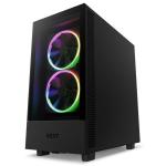 NZXT H5 Black Elite Edition ATX MidTower Gaming Case Tempered Glass, Front 2x140 A-RGB Fan Pre-installed, CPU Cooling Support Upto 165mm, GPU Support Upto 365mm, 280mm Rad Supported, 7X PCI Slots, Front I/O: 1XUSB, 1XType C, HD Audio