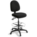 Eden Office Tag Mid Back High lift Chair 4-Way Ergonomic Adjustment - With Adjustable Footring - Ebony fabric - Max Weight 140kg - 10 Years Local Warranty