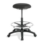Eden Office Button High lift Stool - with Adjustable Footring - Black Vinyl - For Max 140kg Users - 5 Years Local Warranty