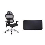 Loctek YZ505 Ergonomic Sit & Standing Bundle Mesh Office Chair With Anti-Fatigue Standing Mat - Height adjustable swivel chairs - Breathable Mesh Backrest - Functional Lumbar Support - 3D Adjustable Armrest - Under Desk Foot Rest Pad Suppor