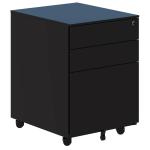 Accent Cube Mobile Pedestal - 575H x 410W x 500D - Black - Central locking mechanism. Anti-tilt wheel on bottom drawer. 2x box drawers and 1x file drawer. Pen-tray and drawer dividers.Heavy duty ball bearing runners in drawers