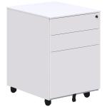 Accent Cube Mobile Pedestal - 575H x 410W x 500D - White - Central locking mechanism. Anti-tilt wheel on bottom drawer. 2x box drawers and 1x file drawer. Pen-tray and drawer dividers.Heavy duty ball bearing runners in drawers