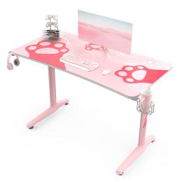 Eureka Ergonomic GIP-P47 Gaming Desk - Pink,  With Headset Hook, Cup Holder, Controller Stand, 1190 W x 580 D x 750 H mm