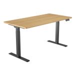 Loctek Ergonomic Pro Office Standing Desk - 1200x600mm - Dual Motor - 2 Stage Height Range 710-1200mm - Programmable Height Memory Control - Anti-Collision Function - Weight Capacity 100kg - Honey Oak Table Top With Black Base Frame - 3 Yea