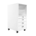 Moll Cubicmax Filing Cabinet - White - 3 Drawers With Partition - 1 compartment drawer with secret box - Two shelves