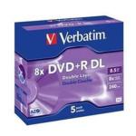 VERBATIM 43541 DVD+R DL 5pk Jewel Case