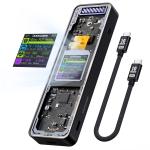 Dockcase Explorer Edition Pocket Smart 2280 M.2 NVMe SSD Enclosure - Matte Black 1.33" Screen, 10 Sec Power Loss Protection, 10Gbps USB-C 3.2 G2, D-Key Button, Up to 4TB Aluminum Alloy with Tempered Glass case