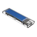 Orico Transparent M.2 NVME & M.2 SATA  Dual Protocol USB3.1 10Gbps USB-C SSD Enclosure - Blue - Max 2TB
