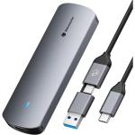 Yottamaster M.2 NVMe/NGFF Dual Protocol USB-C 3.1 10Gbps SSD Enclosure with  2-in-1 Cable