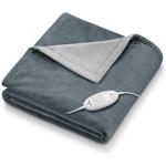 Beurer HD75DG Cosy heated overblanket (Dark Grey) with fleece fibre surface keeps you nice and cosy on the sofa or in your bedroom - Automatic switch-off after approx - 3 hours - Machine-washable at 30°C