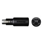Shure MVX2U USB audio interface that plugs into the back of any XLR microphone