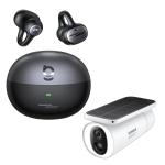 Baseus x Bose Inspire XC1 Open-Ear Clip-On True Wireless Earbuds - Cosmic Black Security Bundle - Includes Baseus S1 Outdoor 2K IP67 Wire-Free Solar Security Camera worth $297