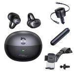 Baseus Inspire XC1 Open-Ear Clip-On True Wireless Earbuds - Cosmic Black Sound By Bose - Car Bundle - Includes Baseus Enjoyment Max 60W USB-C Car Charger, Baseus Easy Control Clamp Car Mount & Baseus A0 Pro Car Vacuum Cleaner - Worth $270