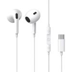 Baseus Encok CZ17 Wired USB-C Earbuds with Mic - Moon White 14mm drivers - Comfortable open-fit design - In-line 3-button remote - Compatible with USB-C iPhone, Samsung Galaxy & more
