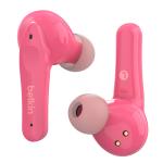 Belkin SoundForm Nano True Wireless In-Ear Headphones for Kids - Pink Volume Limited - IPX5 Spill Resistant - 5x Eartip Sizes Made Just for Small Ears - Up to 5 Hours Battery Life / 24 Hours Total with Charging Case - 2 Year Warranty
