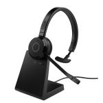 Jabra Evolve 65 TE Mono Bluetooth On-Ear Headset with Charging Stand - UC Certified USB-A / Busy Light / Up to 30m Distance / Up to 16-Hour Talk-Time