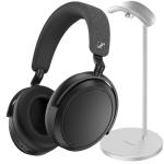 Sennheiser MOMENTUM 4 Wireless Premium Over-Ear Noise Cancelling Headphones - Black - Bundle with bonus Momax premium aluminium headphone stand