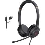 Yealink UH37 USB-C/A Wired On-Ear Headset - Teams Certified 2-Mics Noise Cancellation / Busy Light