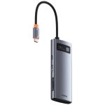 Baseus Metal Gleam 7 Port USB-C Hub - Space Grey Type-C to HDMI4K60Hz*1+USB3.0*3+PD*1+SD/TF*1