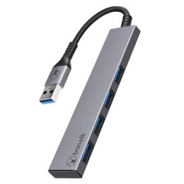 Bonelk Long-Life Series USB-A  to 4  Port USB  3.0 Slim Hub  -Black