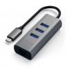 SATECHI Aluminum 2-in-1 3 Port USB Hub & Ethernet 3x USB-C USB3.0 - 1x Ethernet Port SATECHI Aluminum 2-in-1 3 Port USB Hub & Ethernet 3x USB-C USB3.0 - 1x Ethernet Port