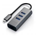 SATECHI Aluminum 2-in-1 3 Port USB Hub & Ethernet 3x USB-C USB3.0 - 1x Ethernet Port
