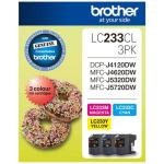 Brother LC233CL3PK Ink Cartridge - Cyan / Magenta / Yellow - 3 Pack 500 Pages - for Brother DCPJ4120DW / DCPJ562DW / MFCJ4620DW / MFCJ480DW / MFCJ5320DW / MFCJ5720DW / MFCJ680DW / MFCJ880DW Printer