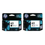 HP 63 Black+ Tri-Colours, Yield 190 Page Ink Cartridge Value Pack for HP DeskJet 2130 / 2131 / 3630 / 3632 / Envy 4520 / 4522 /  OfficeJet 3830 / 4650 / 5220 Printer
