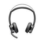 HP Poly Voyager Focus 2 Bluetooth On-Ear Active Noise Cancelling Headset with Stand - Teams Certified BT700-A / 4-Mics Noise Cancellation / Hybrid ANC / Busy Light / Up to 50m Distance / Up to 25-Hour Talk-Time