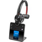 HP Poly Savi 8410 DECT Wireless On-Ear Mono Headset with Stand - Teams Certified Noise-Canceling Mic / ANC / Busy Light / Up to 180m Distance / Up to 13-Hour Talk-tim