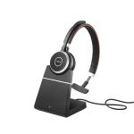 Jabra Evolve 65 SE Bluetooth On-Ear Mono Headset with Charging Stand - Teams Certified Link390a / Busy Light / Up to 30m Distance / Up to 10-Hour Talk-Time